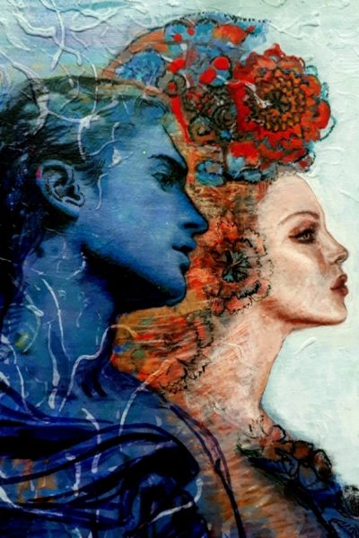 Dvaja, akryl a tuš na papieri, 30x20cm