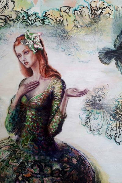 Infantka v zelenom,akryl na plátne, 100x120cm