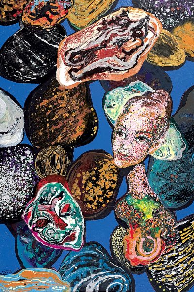 Kamene, akryl na sololite, 70x100cm