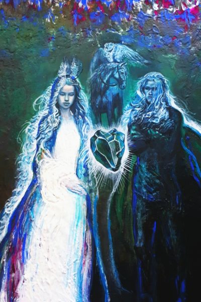 Kamenné srdce, akryl na plátne, 50x40cm