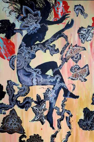 Lovkyňa perál, akryl na plátne, 70x90cm