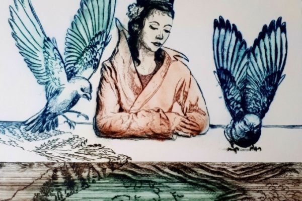 Nový začiatok, kolorovaná suchá ihla, 40x29cm