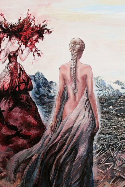 Sibyla, akryl a tuš na plátne, 100x120cm